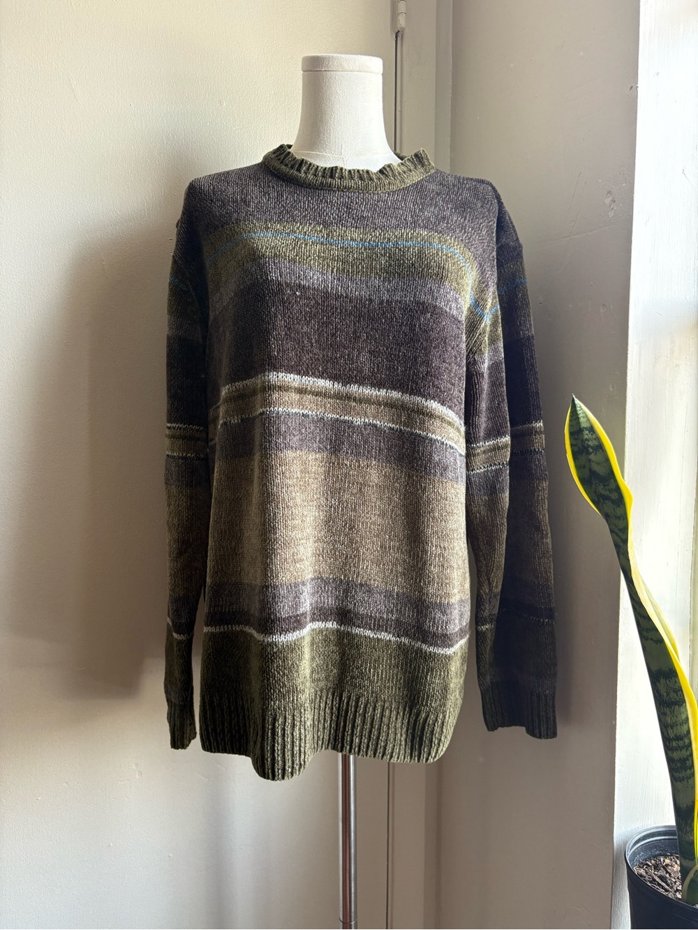 vintage croft & barrow striped chenille grandpa sweater